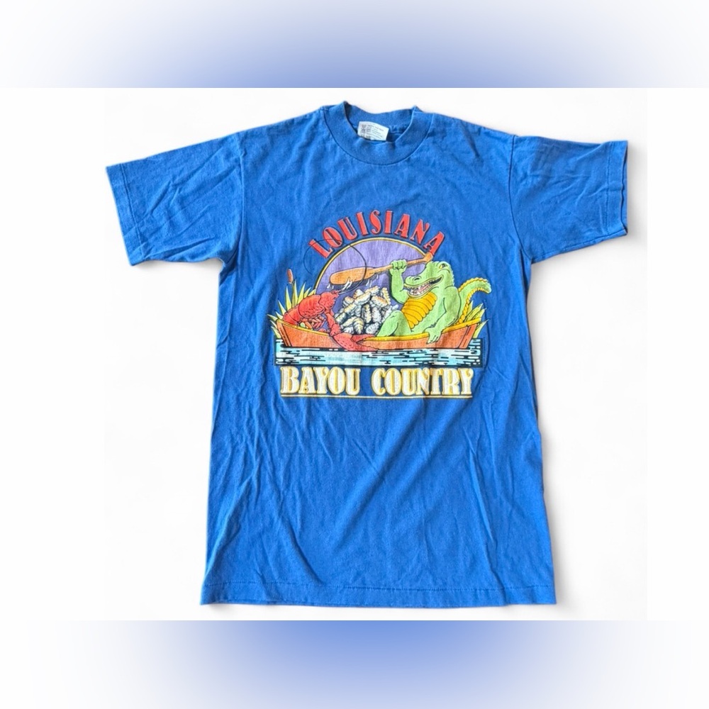 Vintage Louisiana Bayou Country Cajun Gator Single Stitch T-Shirt Tee Shirt Top